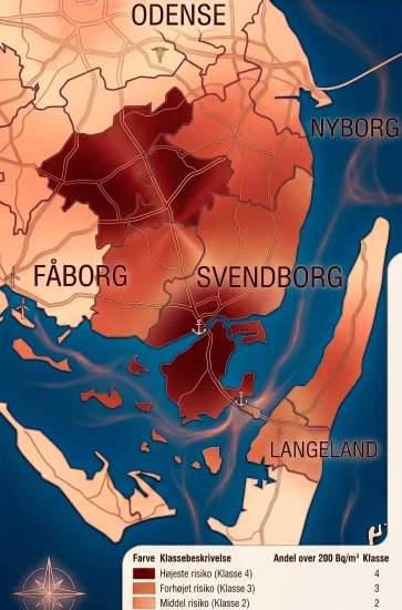 Radon kort over Svendborg og omegn